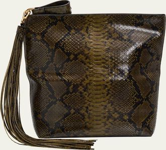 Michael Kors Lily Foldover Snakeskin-Embossed Clutch Bag