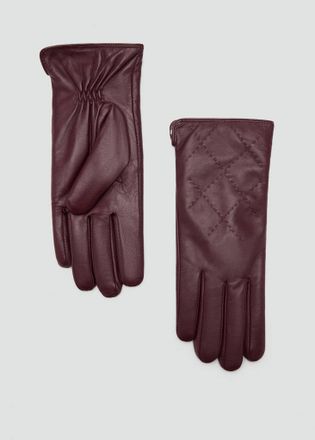 Mango Guanti pelle imbottiti bordeaux - Donna - S - MANGO