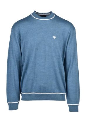 Emporio Armani Wool Crew Neck Sweater - Light Blue