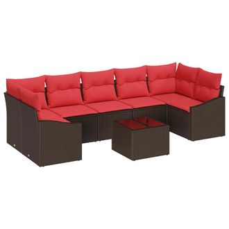 vidaXL Juego De Sof&aacute; 8 Uds. 7-n&uacute;mero De Plazas Marr&oacute;n Y Rojo Vidaxl