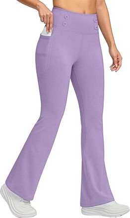 Generic Fleece-Lined Leggings Womens Fleece Lined Leggings UK High Waisted Thermal Flared Legging Casual Soft Stretchy Pants Thick Plush Trousers Fashion Wint