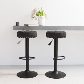 vidaXL Taburetes De Cocina 2 Unidades Terciopelo Negro Vidaxl