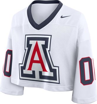 Nike Arizona Logo Nike Womens Dri-FIT College Cropped Jersey in White | 03O3081KUAN-2B9