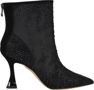 Alma En Pena Zipper Bootie met Strass-steentjes - Dames - Laarzen met Hak - Zwart - 40 EU - Leer - Schoenen