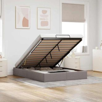 vidaXL Estructura Cama Otomana Sin Colch&oacute;n Tela Gris Pardo 140x200cm Vidaxl