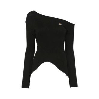 Vivienne Westwood Top con Ricamo Orb Scollo Asimmetrico - - Tops - Donna - Nero - S
