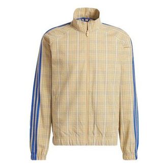 adidas originals Mw Tt Casual Stand Collar Plaid Athletics Sports Jacket Beige GN3795
