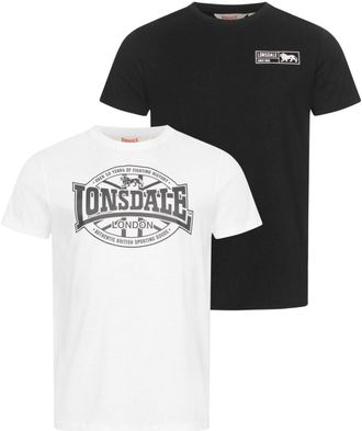 Lonsdale T-Shirt LONSDALE CLONKEEN, Herren, Gr. 4XL, schwarz-weiss (schwarz, wei&szlig;), Jersey, Obermaterial: 100% Baumwolle, bedruckt, Rundhals, abgesteppt, Shirt