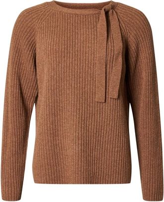 Lind Li Monica Knit Pullover - Dames - Ronde hals truien - Bruin - L - Wol - Truien & Vesten