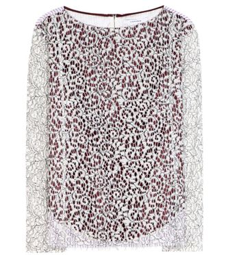 Carven White/Burgundy Lace Top Size XS