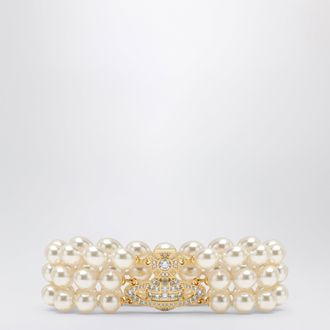 Vivienne Westwood Bracciale Orb oro a tre giri con perle
