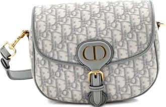 Dior Borsa a tracolla Bobby media in tela con motivo Oblique - Grigio