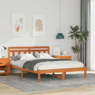 Berkfield Home with Headboard Brown 120 x 200 cm Solid pine wood