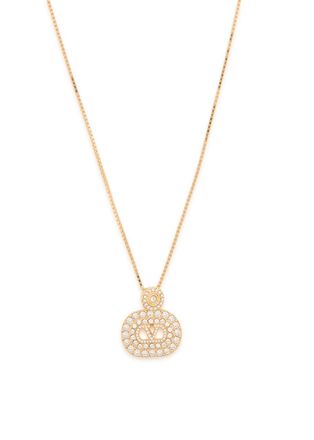 Valentino Vlogo Crystal-embellished Two-toned Necklace - Gold - One Size