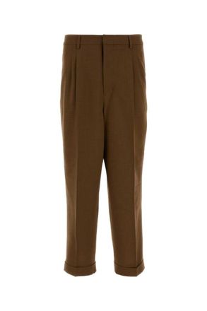Ami Brown Flat Front Pant