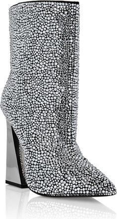 Philipp Plein Leather Boots High Heels Mid Stones