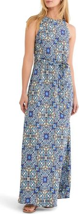 Nic+Zoe Becca Filigree Tile Sleeveless Dress in Blue Multi at Nordstrom, Size Xx-Large