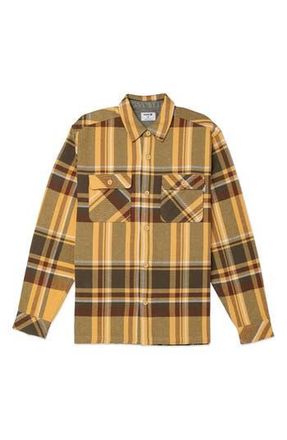 Hurley Santa Cruz Plaid Heavyweight Cotton Flannel Shirt in Pebble at Nordstrom Rack, Size Small