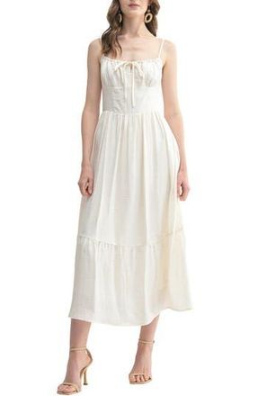 All in Favor Corset Bodice Textured Midi Dress in Ivory at Nordstrom Rack, Size X-Large