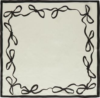 s.Oliver Black Label Seidentuch S.OLIVER BLACK LABEL, Damen, ecru schwarz, Web, Seide, bedruckt, Modet&uuml;cher Seidentuch, mit Schleifen-Print