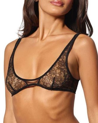 Kiki De Montparnasse Petite Fleur Scoop Neck Soft Bra in Black at Nordstrom, Size X-Small