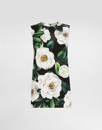 Dolce & Gabbana Sleeveless Charmeuse Top With Gardenia Print - Woman Shirts And Tops Print 36
