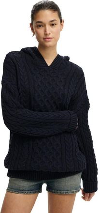 Cotton On Womens Oversized Cable Hoody in Total Eclipse at Nordstrom, Size Xx-Small