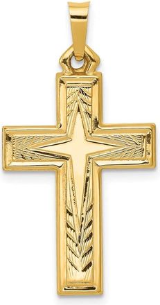 Diamond2Deal 14k Yellow Gold Brushed and Polished Latin Cross Pendant