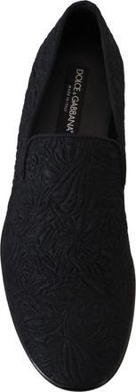 Dolce & Gabbana Mens Floral Jacquard Loafer Black Viscose Cotton Silk