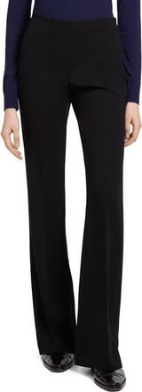 Theory Demitria Essential Crepe Flare Leg Pants in Black - 001 at Nordstrom, Size 14
