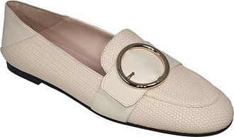 Bally Clariska 6301227 Womens Bone Embossed Leather Flats