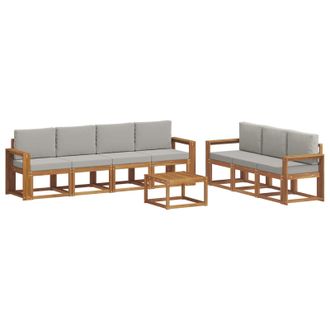 vidaXL Conjunto De Sof&aacute;s De Exterior 8 Pcs Gris Natural Y Claro Vidaxl