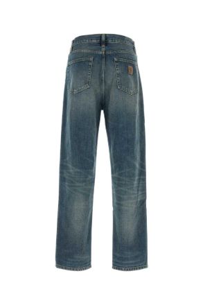 Carhartt Work in Progress Mens Denim Aaron Pant Blue Exterior: Cotton Pantaloni