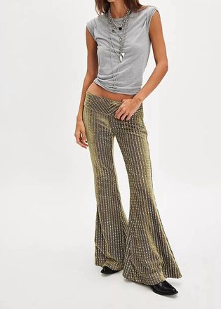 Free People Start Me Up Flare Pants In Mosstone
