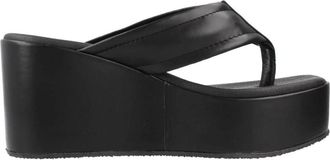 Yellow Lizzie Platform Sandaal - Dames - Sleehakken - Zwart - 41 EU - Leer - Schoenen