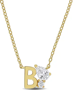 Mimi & Max 3/4ct TGW Created White Sapphire Q Initial Necklace Yellow Plated Sterling Silver