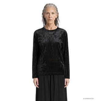 Comme Des Gar&ccedil;ons Coated Lace Long Sleeve Top