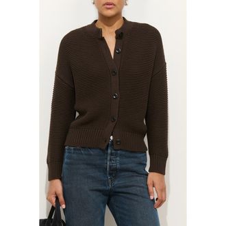 Alex Mill Chunky Cotton Cardigan in Dark Chocolate at Nordstrom, Size Small