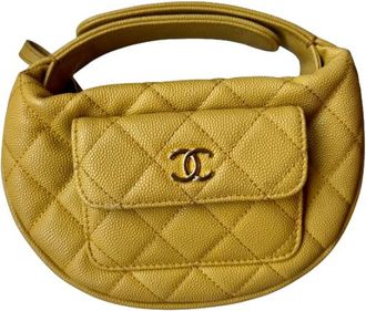 Chanel Yellow Caviar Leather Polly Pocket Hobo Pouch