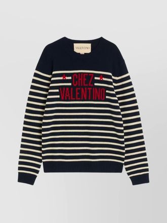 Valentino Garavani striped crewneck sweater ribbed finish