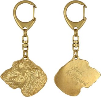 OEM Irish Wolfhound I - Llavero Ba&ntilde;ado En Oro Con Perro, Decoraci&oacute;n Para Bolsos, Accesorio De Lujo De Art-dog