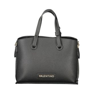 Valentino Handbags, female, Black, Size: ONE SIZE Expandable Polyethylene Handbag with Adjustable Shoulder Strap and Dual Compartments