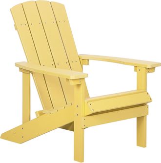 Beliani Silla De Jard&iacute;n Amarilla De Madera Sint&eacute;tica Resistente A La Intemperie Estilo Moderno Adirondack