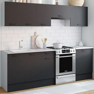 IDMarket Idmarket - subtil 240 cm cocina completa con 7 encimeras en blanco y gris