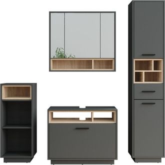 Vicco Conjunto De Mueble De Ba&ntilde;o Beatrice, Antracita/sonoma, Set 4