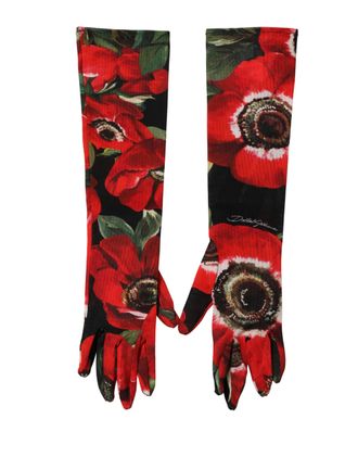 Dolce & Gabbana Multicolor Floral Print Elbow Length Women Womens Gloves