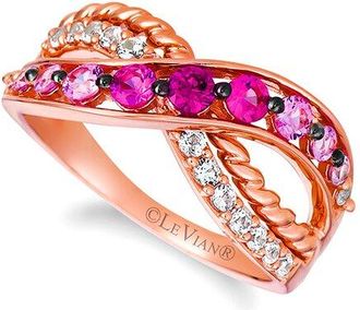 Le Vian Strawberry Ombré Sapphir 14K Rose Gold 0.98 Ct. Tw. Ruby Pink Sapphire O Cocktail Ring
