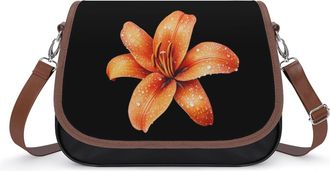 Generic Orange Lily Flower Small Womens Crossbody Bags Shoulder Handbag with Adjustable Strap for Travel