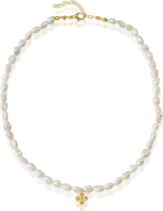 Peracas Bambi Pearl Floral Necklace in Ivory at Nordstrom