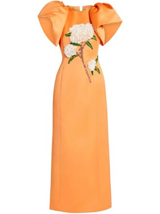 LEO LIN Lucinda embellished maxi dress - women - Polyester - 14 - Orange